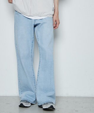 WEGO ルーズフィットフレアパンツ デニム淡色