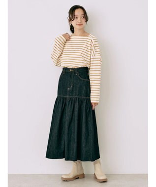 earth music&ecology Ｌｅｅ×ｅ．ｍ．ａ．ｅ．デニムフリルスカート Indigo