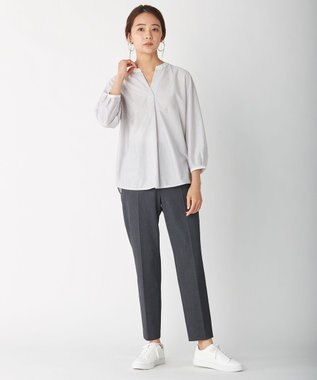 J.PRESS LADIES 【洗える】T/Rアルガンシルク クロップドパンツ グレー系