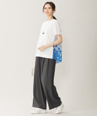 自由区 【洗える】オルタンシアフルールプリントコンビ カットソー ブルー系