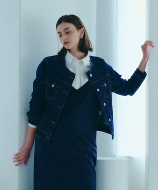 YECCA VECCA ノーカラーストレッチGジャン Dark Indigo