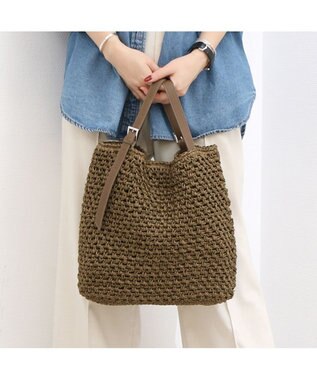 UNBILLION カシュカシュ cachecache / ベルトハンドル地柄編みトート カゴバッグ