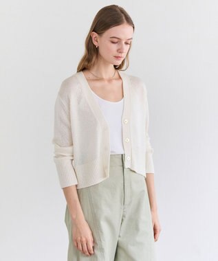 BEIGE， SPESSARTINE / Vネッククロップドカーディガン Ecru