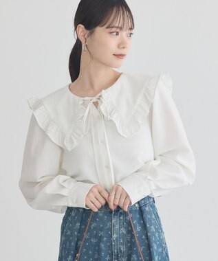 earth music&ecology フリルセーラーカラーブラウス Off White