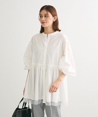 Green Parks 裾チュールレイヤードチュニック Off White