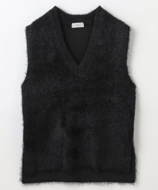 ANY L 【洗濯機可】フェザーニットベスト ブラック