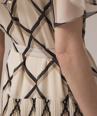 GRACE CONTINENTAL チェックプリントプリーツワンピース ベージュ