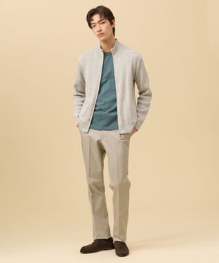 J.PRESS MEN ギマコットンフルジップ カーディガン ライトグレー系