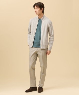 J.PRESS MEN ギマコットンフルジップ カーディガン ライトグレー系