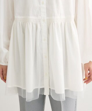 Green Parks 裾チュールレイヤードチュニック Off White