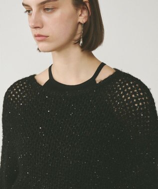 GRACE CONTINENTAL スパンメッシュニットトップ ブラック