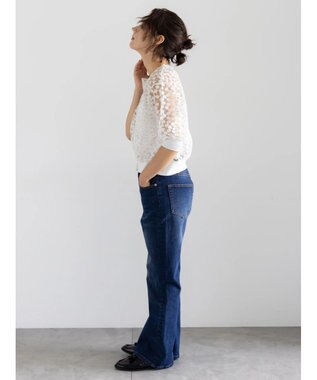 Te chichi エンブロイダリー半袖クルーカーディガン オフホワイト