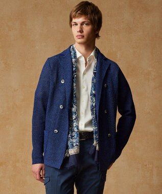 JOSEPH ABBOUD 【イタリア製・Holliday&Brown】マルチペイズリー ストール ネイビー系6