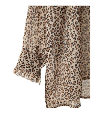 YECCA VECCA フリルデザインロングシャツ Leopard