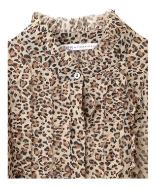 YECCA VECCA フリルデザインロングシャツ Leopard