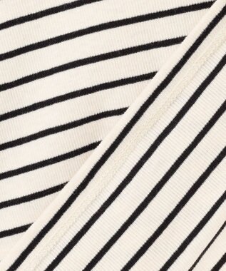 UNFILO コットンカシミヤ クルーネックカットソー ボーダー(エクリュ×ブラック)