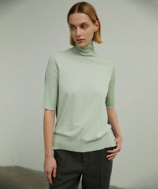 BEIGE， JULIE / 半袖ニット Mint x Slate