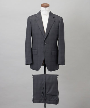 横に伸びる【TasmaniaWool/タマニアウール】ストレッチ スーツ_グレー格子柄