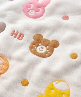 MIKI HOUSE HOT BISCUITS どうぶつ柄 6重織ガーゼケット マルチカラー