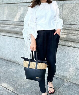 LA BAGAGERIE 【インスタグラマー chiyoさん×LA BAGAGERIE】コンビネーションかごバッグ ブラック