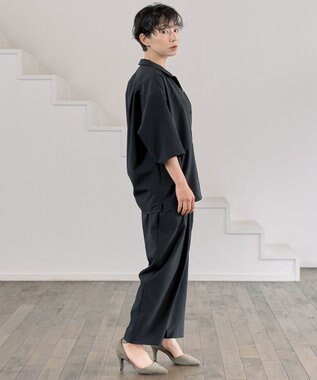 muuc サマースラックス〈ユニセックス・大きいサイズあり〉〈夏・軽やか〉〈セットアップ可能・ウエストゴム〉〈上品きれいめオフィスカジュアル〉〈日本製〉 ブラック