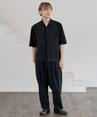 muuc サマースラックス〈ユニセックス・大きいサイズあり〉〈夏・軽やか〉〈セットアップ可能・ウエストゴム〉〈上品きれいめオフィスカジュアル〉〈日本製〉 ブラック