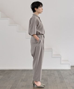 muuc サマースラックス〈ユニセックス・大きいサイズあり〉〈夏・軽やか〉〈セットアップ可能・ウエストゴム〉〈上品きれいめオフィスカジュアル〉〈日本製〉 グレージュ