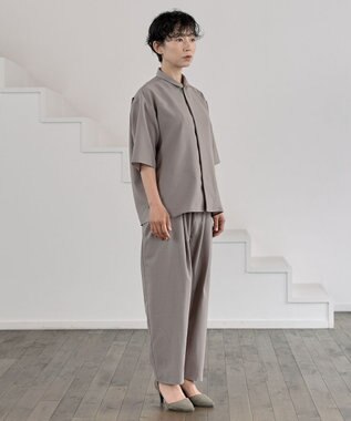 muuc サマースラックス〈ユニセックス・大きいサイズあり〉〈夏・軽やか〉〈セットアップ可能・ウエストゴム〉〈上品きれいめオフィスカジュアル〉〈日本製〉 グレージュ