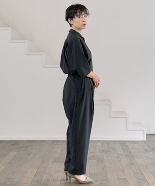muuc サマースラックス〈ユニセックス・大きいサイズあり〉〈夏・軽やか〉〈セットアップ可能・ウエストゴム〉〈上品きれいめオフィスカジュアル〉〈日本製〉 ブラック