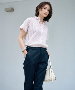 J.PRESS LADIES 【WEB限定・洗える】シャンブレーサテン テーパード パンツ 【WEB限定】ネイビー系