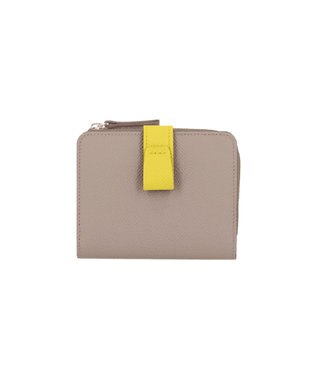 Atelier nuu 日本製 noble L字ファスナー二つ折りウォレット グレージュ×イエロー
