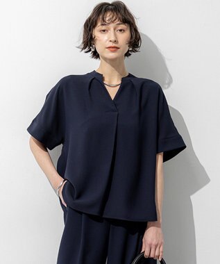 23区 【先行予約】ストレッチジョーゼット キーネック ブラウス