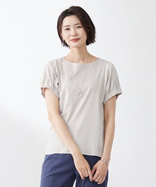 J.PRESS LADIES 【接触冷感・吸水速乾】MULTI EFFECT JERSEY フレンチスリーブ ドルマン カットソー ベージュ系