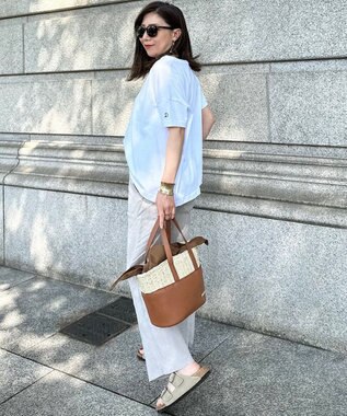 LA BAGAGERIE 【インスタグラマー chiyoさん×LA BAGAGERIE】コンビネーションかごバッグ チョコ