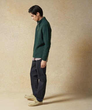 J.PRESS MEN 【Cash Lamb's Wool】ケーブルハーフジップ ニット グリーン系