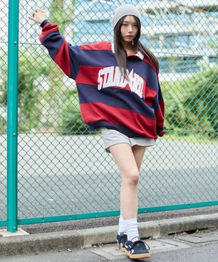 WEGO 【ユニセックス着用ITEM】カレッジロゴラガースウェット ワイン