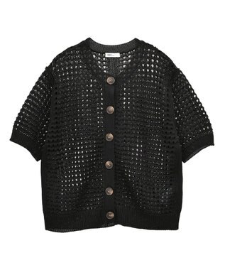 CRAFT STANDARD BOUTIQUE ハーフスリーブメッシュニットカーディガン Black