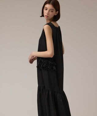GRACE CONTINENTAL サイドフリルタフタワンピース ブラック