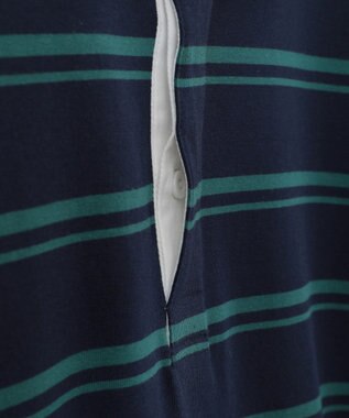 earth music&ecology ボーダールーズラガーシャツ Navy