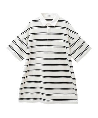 earth music&ecology ボーダールーズラガーシャツ Ivory