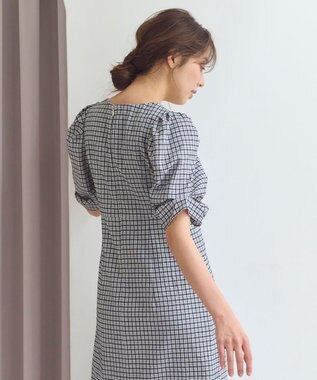 Feroux 【洗える】サッカーチェック ワンピース ブラック系1