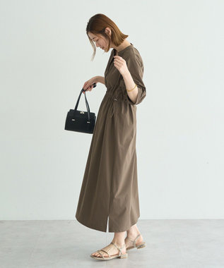 YECCA VECCA <<UVカット>>ドロストギャザー袖ワンピース Brown