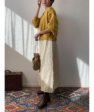 Green Parks クルーネックカーディガン Mustard
