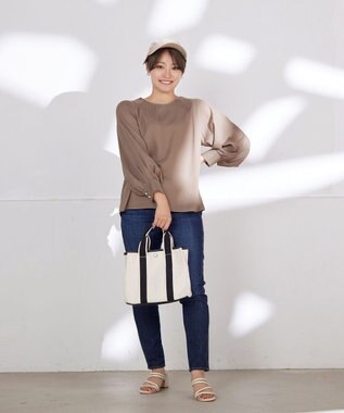 Tiaclasse 【洗える】ラグランパフスリーブブラウス モカ