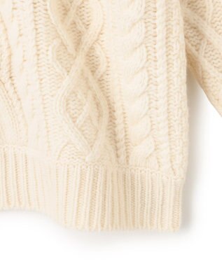 BEIGE， RULE / ウールカシミヤアラン編みクロップドニット Off White