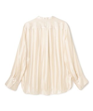 BEIGE， HAUYNITE / シアーストライプバンドカラーブラウス Ecru