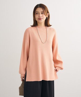 Green Parks 洗えるボトルネックリブニットプルオーバー Pink