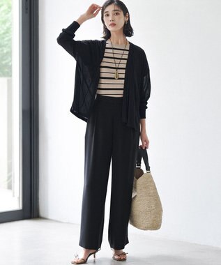 23区 L 【WEB&一部店舗限定】ストレッチジョーゼット ワイドパンツ ブラック系