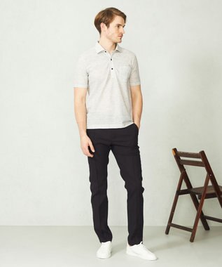 JOSEPH ABBOUD 【吸水速乾/軽量】リネンTOPピケ ポロシャツ ライトグレー系