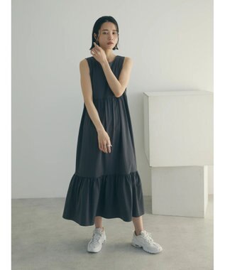 Green Parks armonia.バッククロスワンピース Charcoal Gray